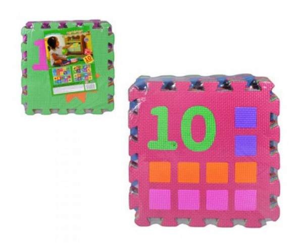 Килимок Мозаїка M 0375 (12шт) EVA, цифри, 10дет (9мм, 30-30см), у кульку, 30-30-8см (шт.)