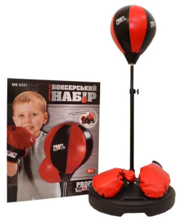 Боксерський набір MS 0331 (12шт) груша (д20см), на стійці (від 90до 110см), рукавички 2шт, у кор-ці, (шт.)