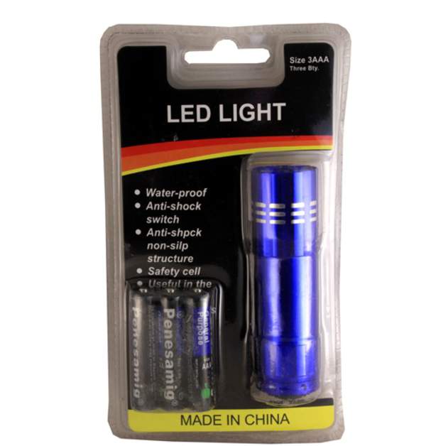 Ліхтарик №709А алюм. 4кол 9ламп з 3R3 на блістері (240) (шт.)