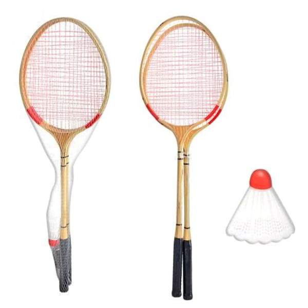 Бадмінтон дерев'яний MS 0078 (50шт) ракетки 2шт 66см, волан, в сітці, 68-21-2см (шт.)
