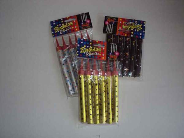 Свічки 10см феєрверк зол./кольор 6шт (300) (шт.)