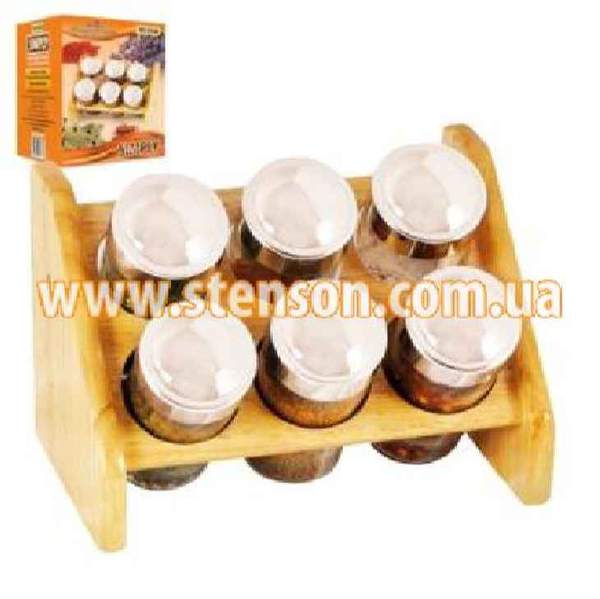 Спецівниця на дерев.підставці "Simply" 6шт/наб 18*12*14см MS-0368 (12наб) (шт.)