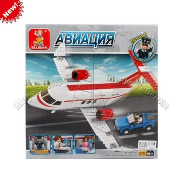 Конструктор SLUBAN M38-B0365 (16шт) Авиация, самолет, фигурки, 275 дет, в кор-ке, 33-28,5-6,5 см (шт.)