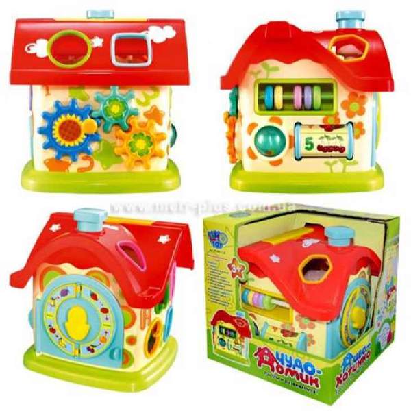 Гра M 0001 U/R (24шт) будиночок-логіка, 20см, сортер, годинник, тріскачка, пискавка, у коробці (шт.)