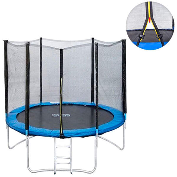 Батут MS 0496 (1шт) діаметр 244см, з сіткою-висота 150см, на пружин 48шт, ніж 8шт, сходи, кор, 130-4 (шт.)