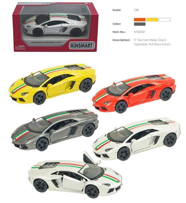 Модель легкова 5' KT5355FW LAMBORGHINI AVENTADOR LP-700-4 метал.інерц.відкр.дв. 1:38 кор./96/ (шт.)