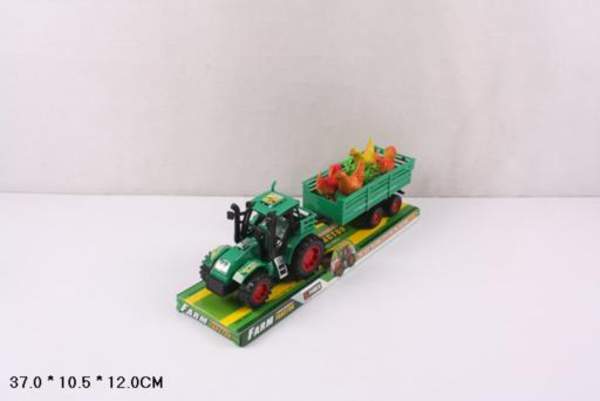 Трактор 922-11 (60шт) з причепом, в слюді, 37-12-10см (шт.)
