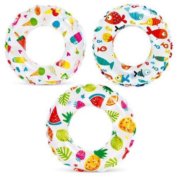 59241 Круг для плавання (36шт) кольорове, 61см, 3 види, в кульку, 23,5-15см (шт.)