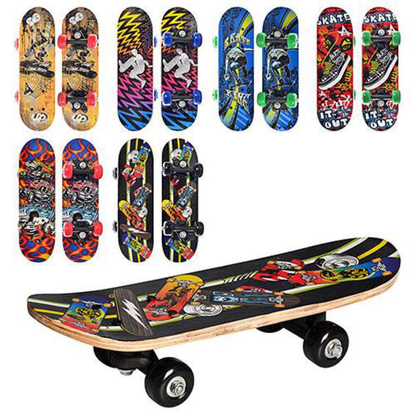 Скейт MS 0324-1 (12шт) 43-13см, пласт. підвіска, колеса ПВХ, 7 шарів, підш608Z, 6 видів, розібр, (шт.)